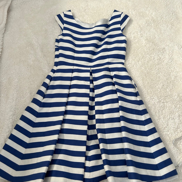 Kate Spade‎ Dress Sz 6 Blue Hyacinth Stripe Cap Sleeve Mariella Costal Luxury - Picture 2 of 7